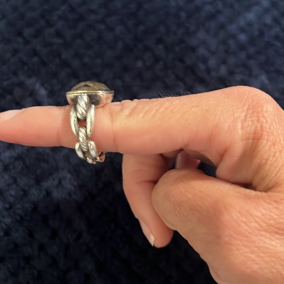 David Yurman -925-750 smokey quartz cable linked ring. - Picture 3 of 8